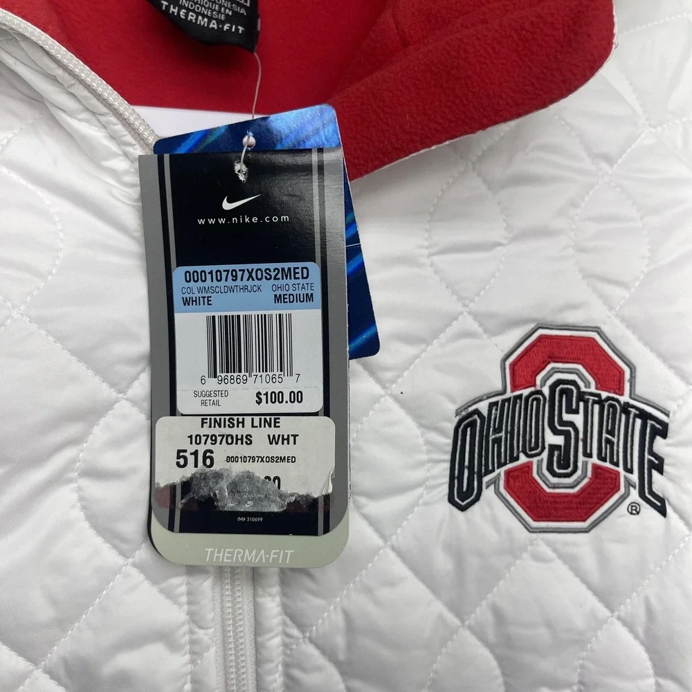 Ohio State Buckeyes Jacket Womens Medium White NCAA Football Nike Therma Fit